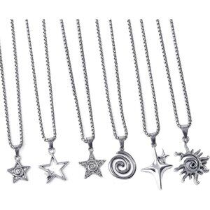 6PCS Y2K Sun Pentagram Necklace Set for Women Men Gothic Jewelry